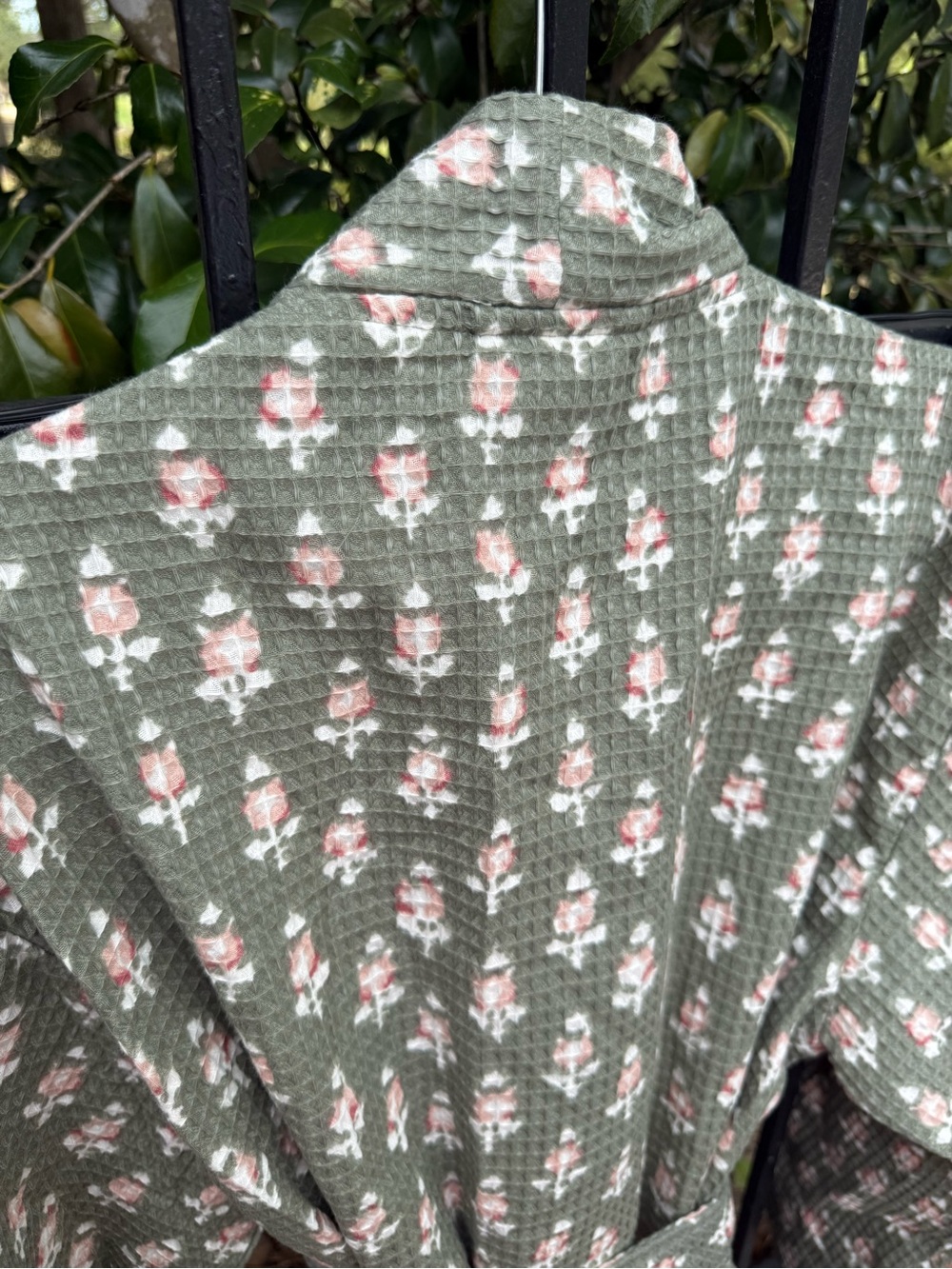 Threshold Olive Green Floral Tie-Waist Robe Women’s Size L/XL - Picture 4 of 6